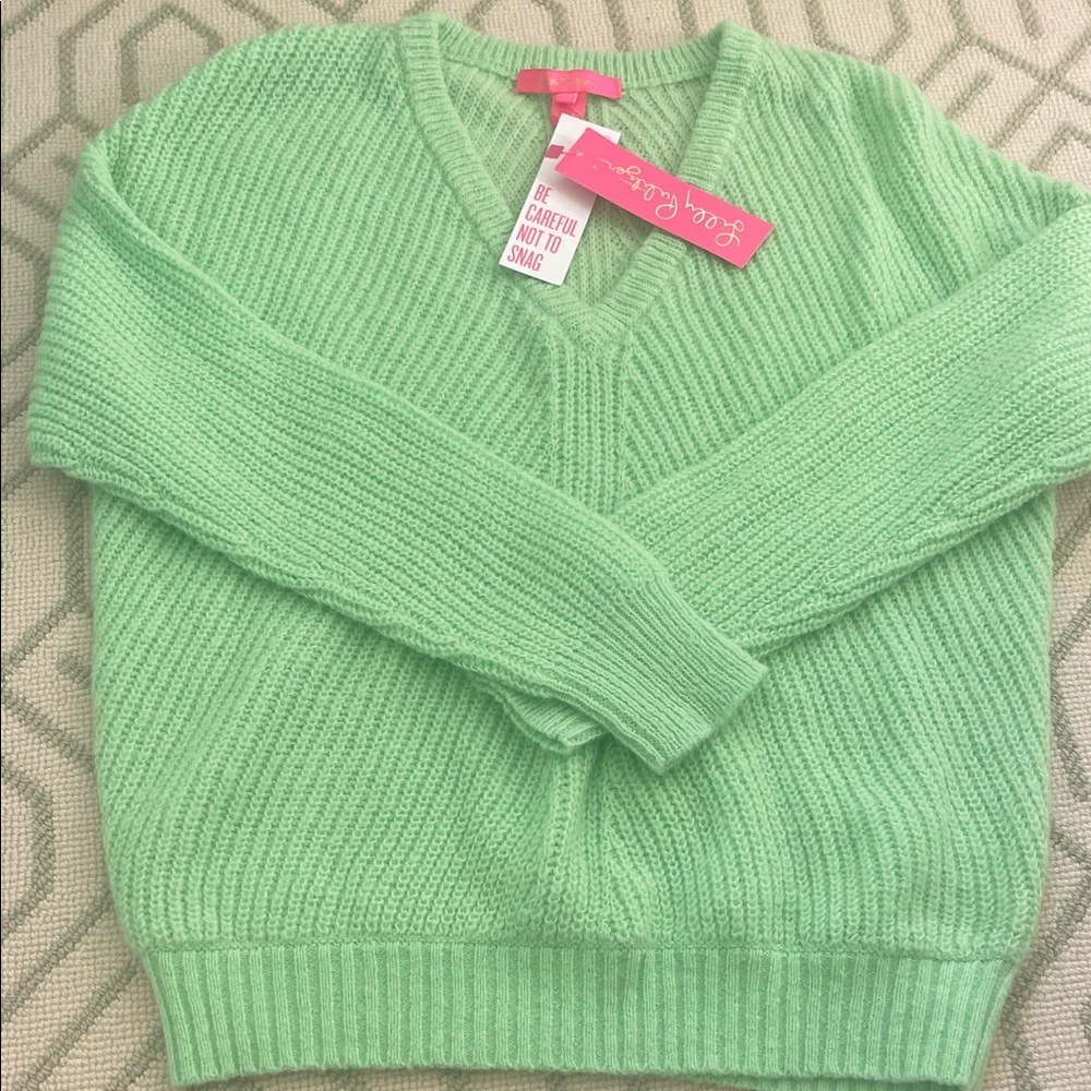 Lilly Pulitzer Light Green V-Neck Sweater - Picture 6 of 6